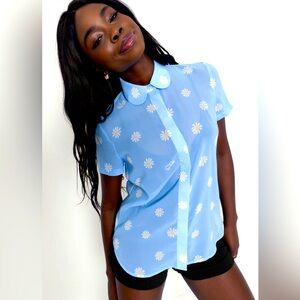 Blackmilk x Barbie Daisy Short Sleeve Button up Blouse NWOT
